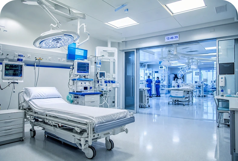 Sala hospitalar com equipamentos de alta complexidade