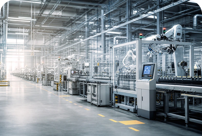 Linha de produção industrial automatizada